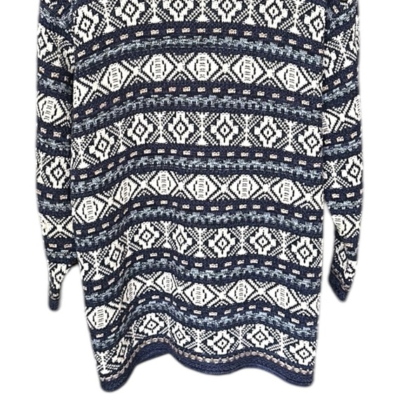 MOTHERHOOD Tribal Style Knit Cardigan Sweater Zip Up Blue Beige Size Large - Picture 11 of 17